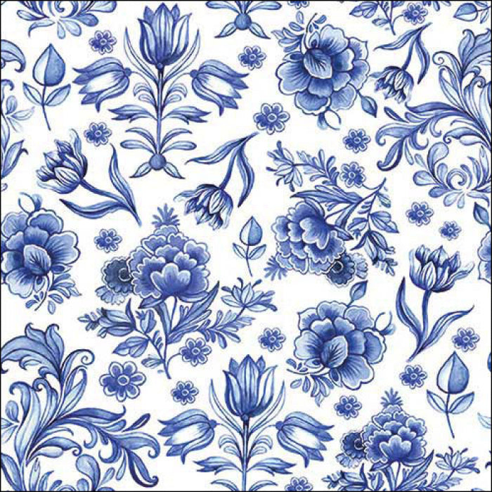 Ambiente servetten Delft Blue flowers 25x25