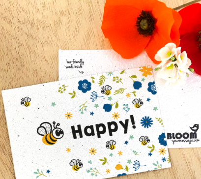 Bloom bee happy postcard