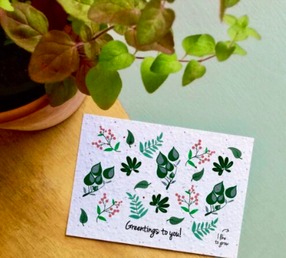 Bloom greentings leaves postcard